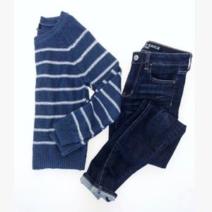 F21 Blue and White Striped Sweater